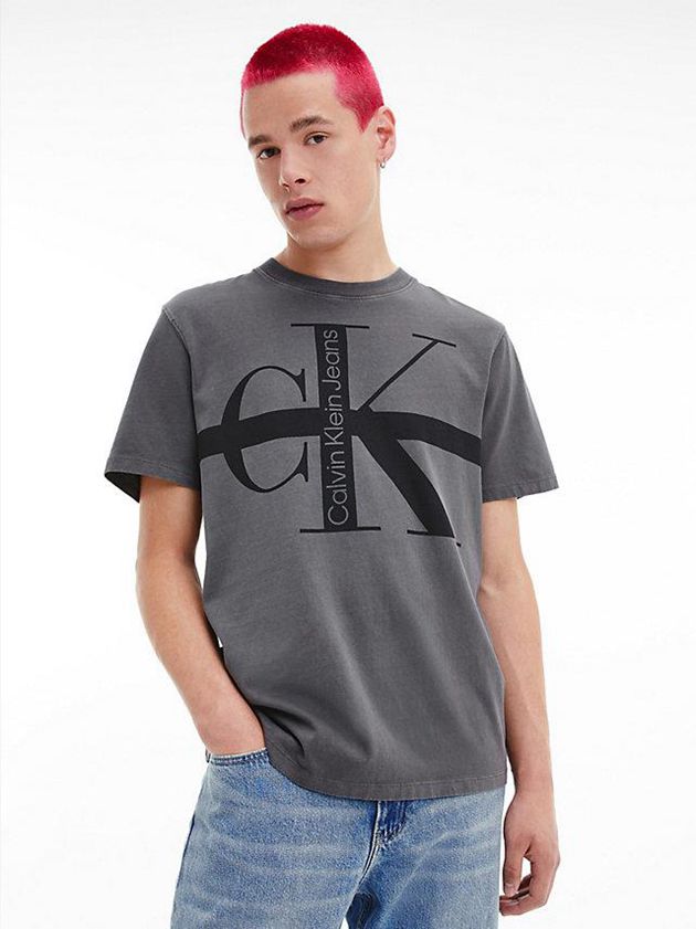 Calvin Klein USA Relaxed Monogram Mens T-Shirt Grey 8520946-IC